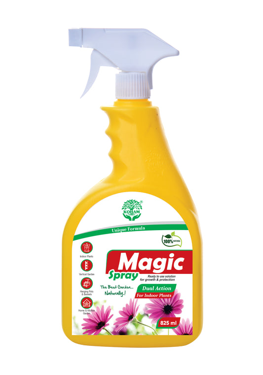 KOHAM MAGIC SPRAY | Ready To Use | 825 ML Liquid | Plant Growth Promoter | Flowering | Liquid Plant Food | Natural Nutrition Spray | Indoor Plants | Lush Green | Organic Nutrients