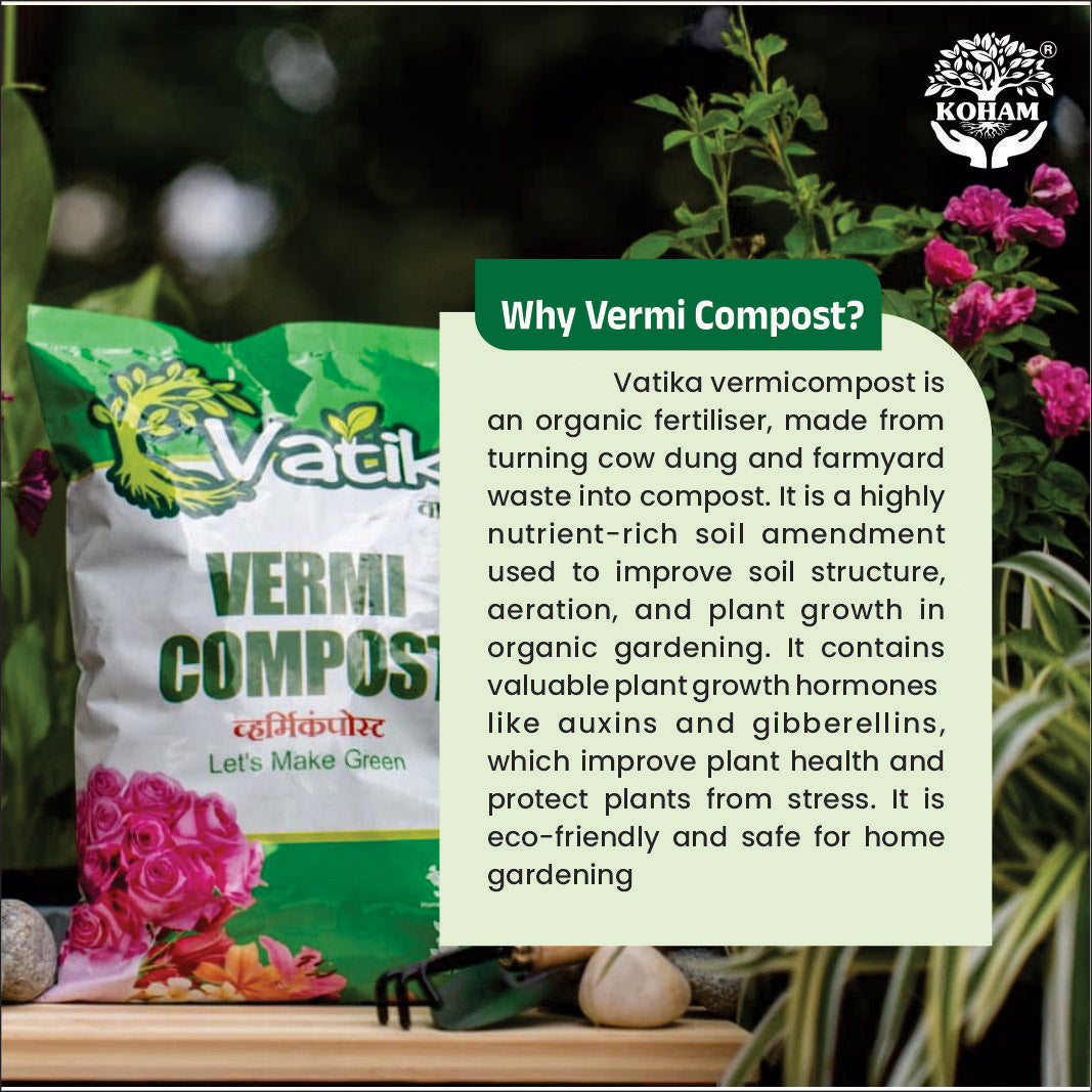 Koham Vatika Vermi Compost | Growth | Flowering | 2 KG (1 KG X 2)