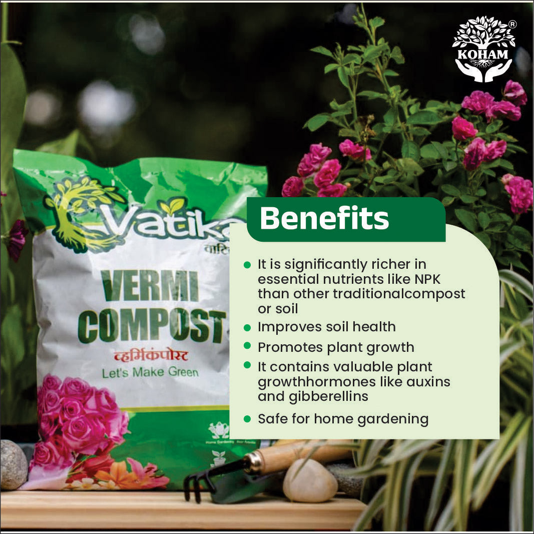 Koham Vatika Vermi Compost | Growth | Flowering | 2 KG (1 KG X 2)