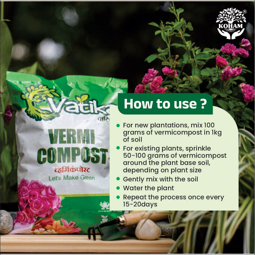 Koham Vatika Vermi Compost | Growth | Flowering | 2 KG (1 KG X 2)