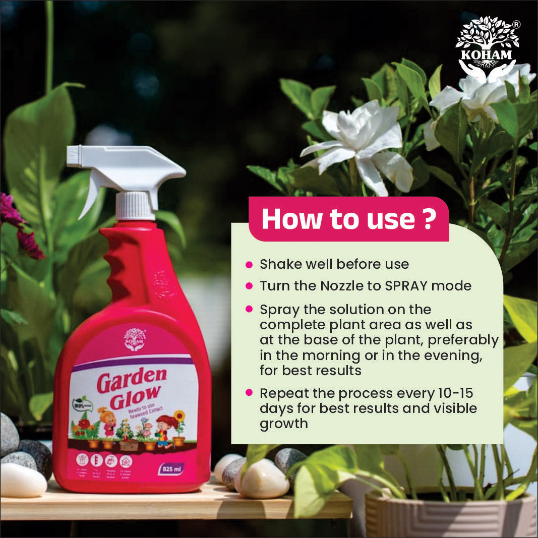 Koham Garden Glow  | Plant Growth Promoter | Ready To Use | 825 ML Liquid