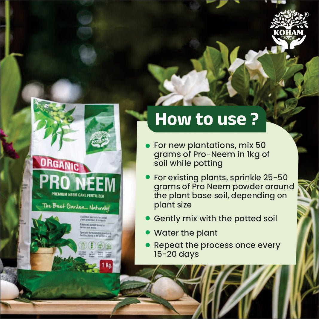 Koham Pro Neem | Indoor and Outdoor Plants | Growth | Pest Protection | 2 KG (1 KG X 2)