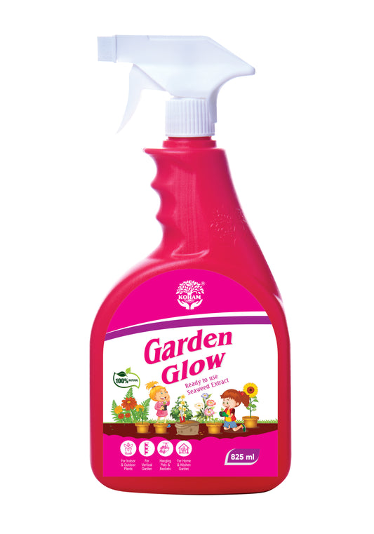 KOHAM GARDEN GLOW | Ready To Use | 825 ML Liquid | Plant Growth Promoter | Seaweed Extract | Special Formula for Flowers | Liquid Plant Food | Natural Nutrition | Outdoor Plants | Organic Nutrients